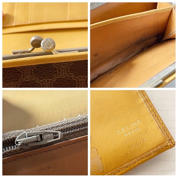 Celine brown macadam canvas and tan leather long snap wallet vintage - Picture 7 of 8